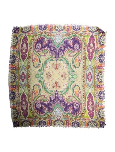 Pre-owned Etro Paisley Print Scarf In Purple