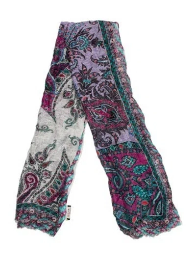 Pre-owned Etro Paisley Print Scarf In Purple