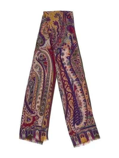 Pre-owned Etro Paisley Print Scarf In Purple