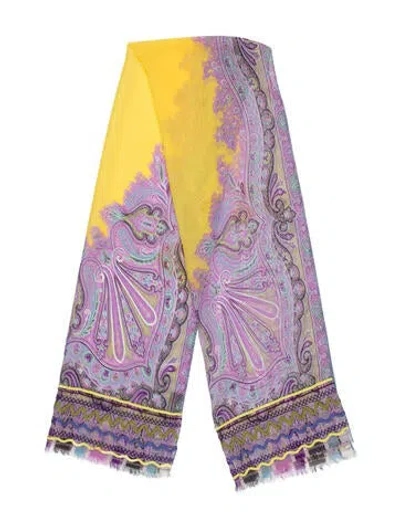 Pre-owned Etro Paisley Print Scarf In Purple/yellow