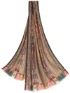 Etro Paisley Print Scarf With Frayed Edges In Brown
