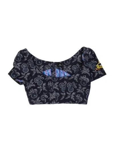 Pre-owned Etro Paisley Print Scoop Neck Crop Top In Blue