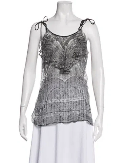 Pre-owned Etro Paisley Print Scoop Neck Top In Blue