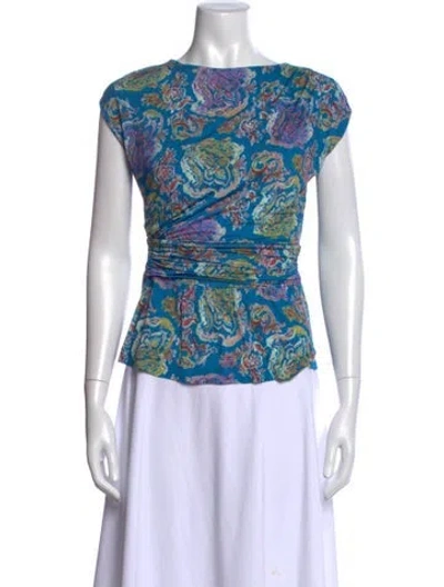 Pre-owned Etro Paisley Print Scoop Neck Top In Green
