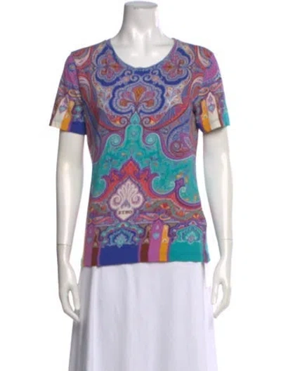 Pre-owned Etro Paisley Print Scoop Neck T-shirt In Neutrals