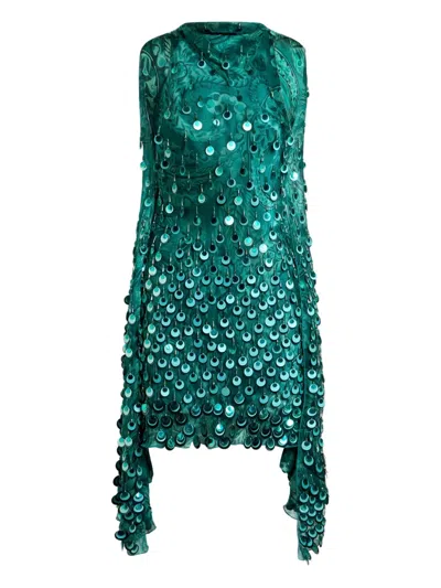 Etro Paisley-print Sequin Mini Dress In Black