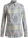Etro Printed Stretch Poplin Shirt In Blue