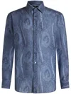 Etro Men's 3-fabrics Formal Shirt In 蓝色