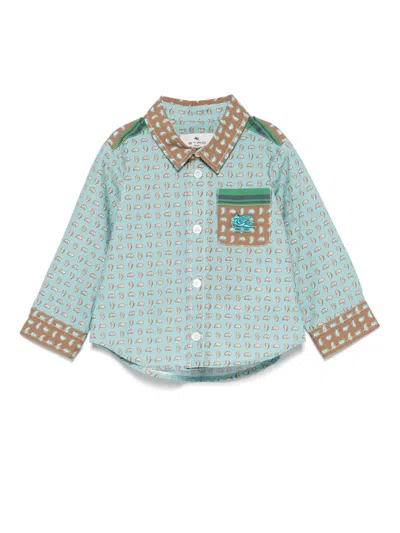 Etro Babies' Paisley-print Shirt In Blue