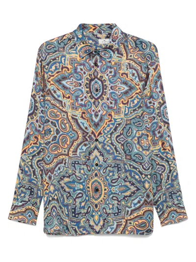 Etro Silk Shirts In Blue