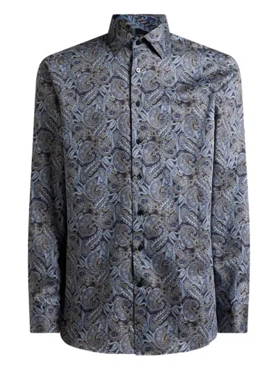 Etro Paisley Print Shirt In Blue