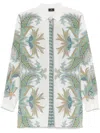 Etro Paisley Print Silk Shirt With Buttoned Cuffs In Blue
