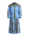 Etro Paisley-jacquard Knee-length Shirt Dress In Blue Print