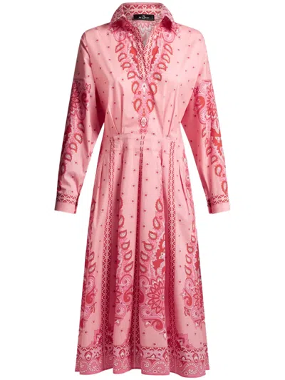 Etro Paisley-print Shirt Dress In Pink