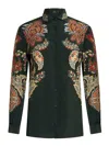 Etro Paisley Print Button Down Silk Shirt In Green