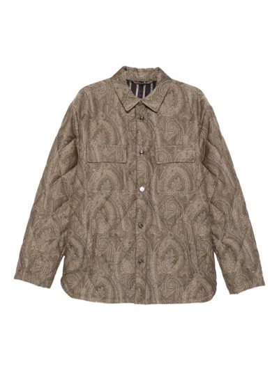 Etro Paisley-print Shirt Jacket In Brown