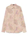 Etro Neutral Romantic Foliage Cotton Poplin Button-front Blouse In Neutrals