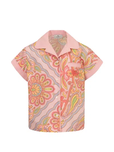 Etro Kids' Paisley-print Shirt In Pink