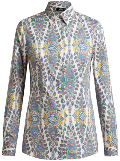 Etro Hemd Mit Medaillons Und Paisley In Gray