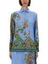 Etro All-over Signature Print Long-sleeved Shirt In Blue