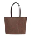 Etro Brown Shopper With All-over Jacquard Paisley Pattern In Brown