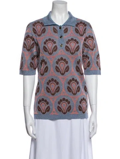Pre-owned Etro Paisley Print Short Sleeve Blouse In Blue