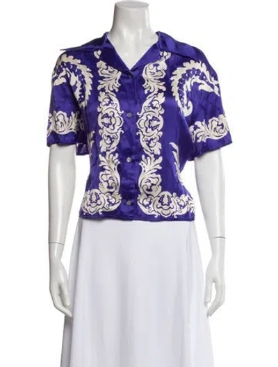 Pre-owned Etro Paisley Print Short Sleeve Blouse W/ Tags In Multi