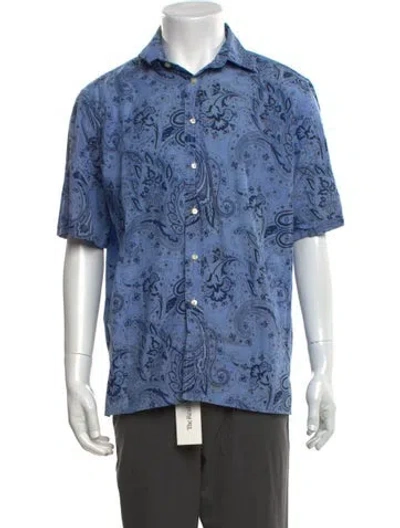 Pre-owned Etro Paisley Print Short Sleeve Shirt In Blue
