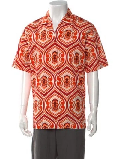 Pre-owned Etro Paisley Print Short Sleeve Shirt In Orange
