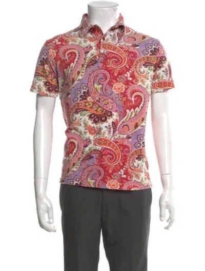 Pre-owned Etro Paisley Print Short Sleeve Shirt In Red