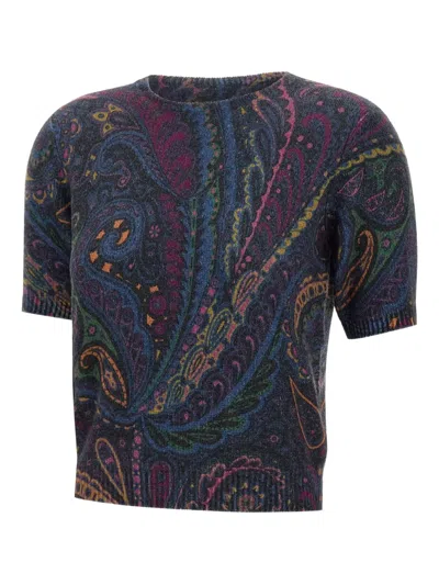 Etro Paisley-print Short-sleeve Top In Multi