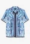 Etro Paisley Print Short-sleeved Shirt In Blue