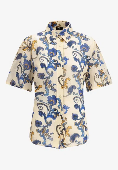Etro Paisley Print Short-sleeved Shirt In Multi