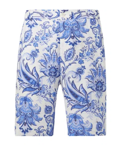 Etro Paisley Print Shorts In Blue