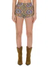 Etro Ethnic Print Denim Shorts In Multicolor