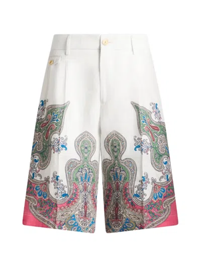 Etro Paisley-print Shorts In White