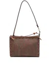 Etro Brown Calfskin Shoulder Bag With Paisley Print