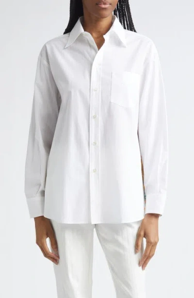 Etro Paisley Print Silk Back Button-up Shirt In White