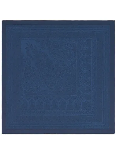 Etro Paisley-print Silk-blend Pocket Scarf In Navy Blue