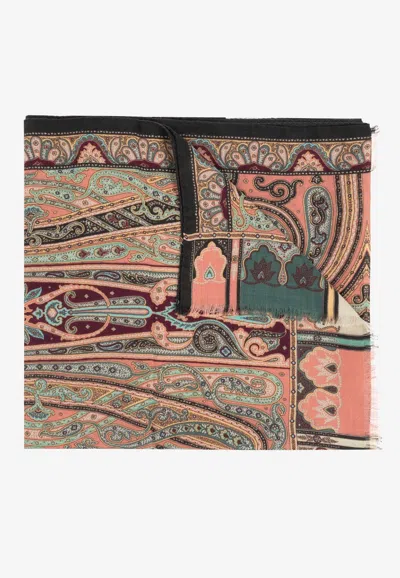 Etro Paisley Print Silk-blend Scarf In Multi