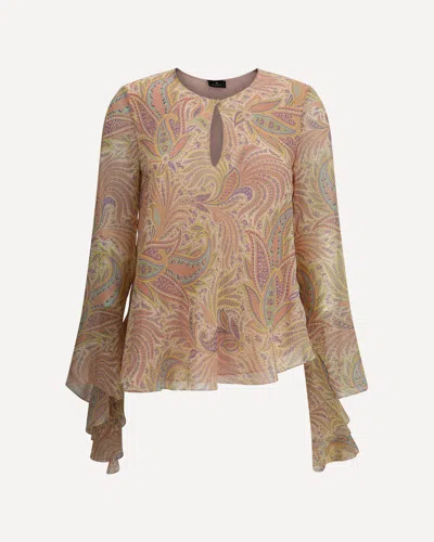 Etro Paisley Print Silk Blouse In Multicolour