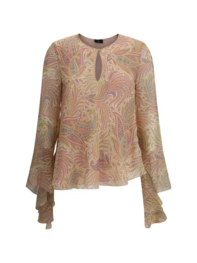 Etro Paisley Print Silk Blouse In Multicolour