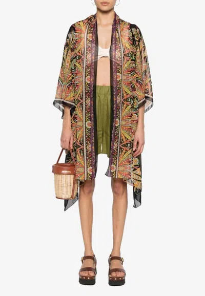 Etro Paisley Print Silk Chiffon Cover-up In Multicolor