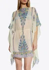 Etro Printed Silk Caftan Drawstring Waist In Multi