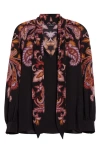 Etro Printed Crepe De Chine Blouse In Printed Black Base
