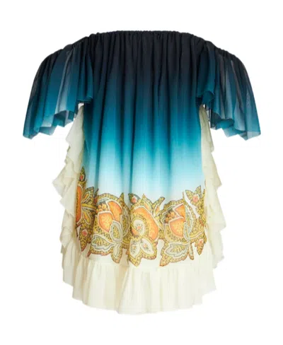 Etro Silk Dress In Blue