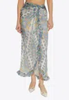 Etro Women's Long Natural Silk Skirt Est Amebas In Multicolor