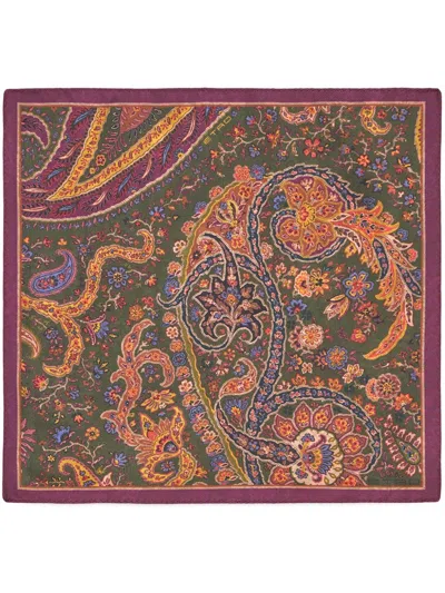 Etro Paisley-print Silk Pocket Scarf In Red