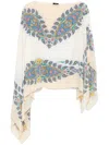 Etro Paisley-print Silk Asymmetric Poncho In Neutrals