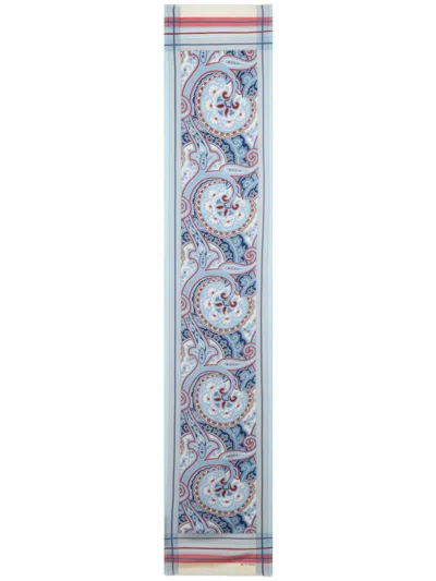 Etro Paisley-print Silk Scarf In Blue